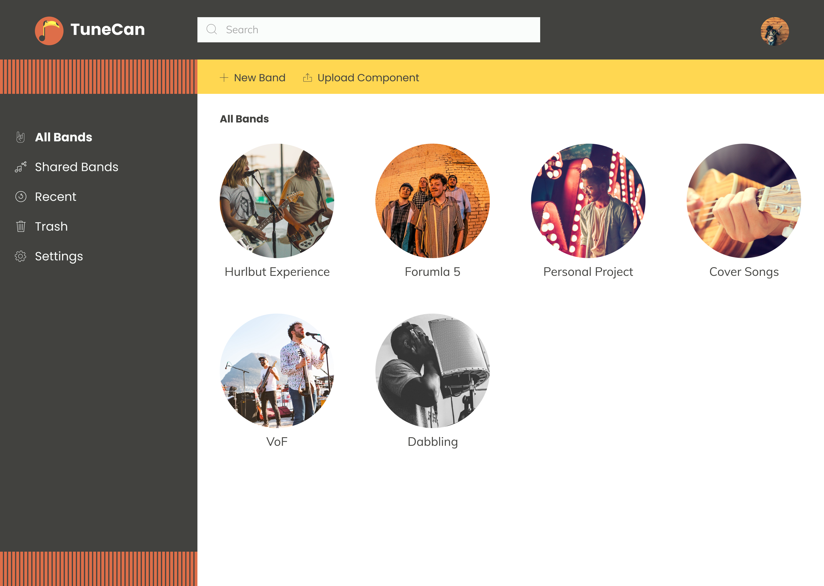 High fidelity mock-up of the artist dashboard.
