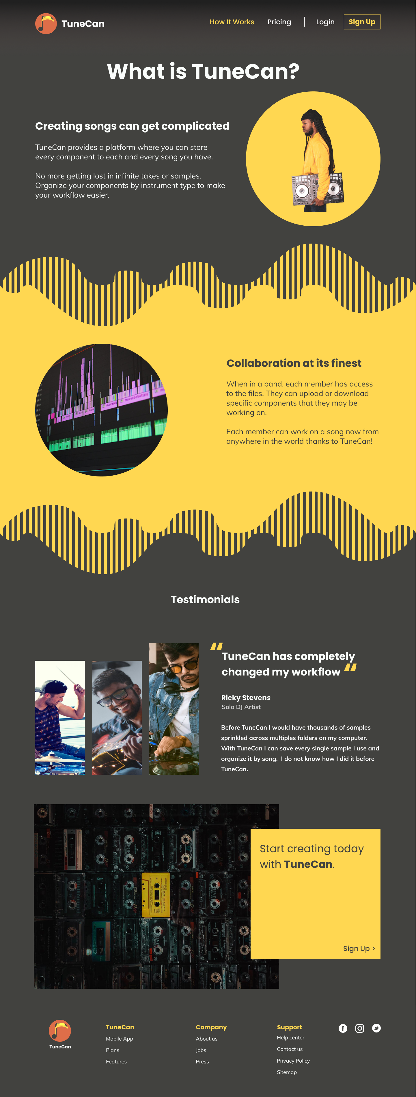 High fidelity mock-up of about page.