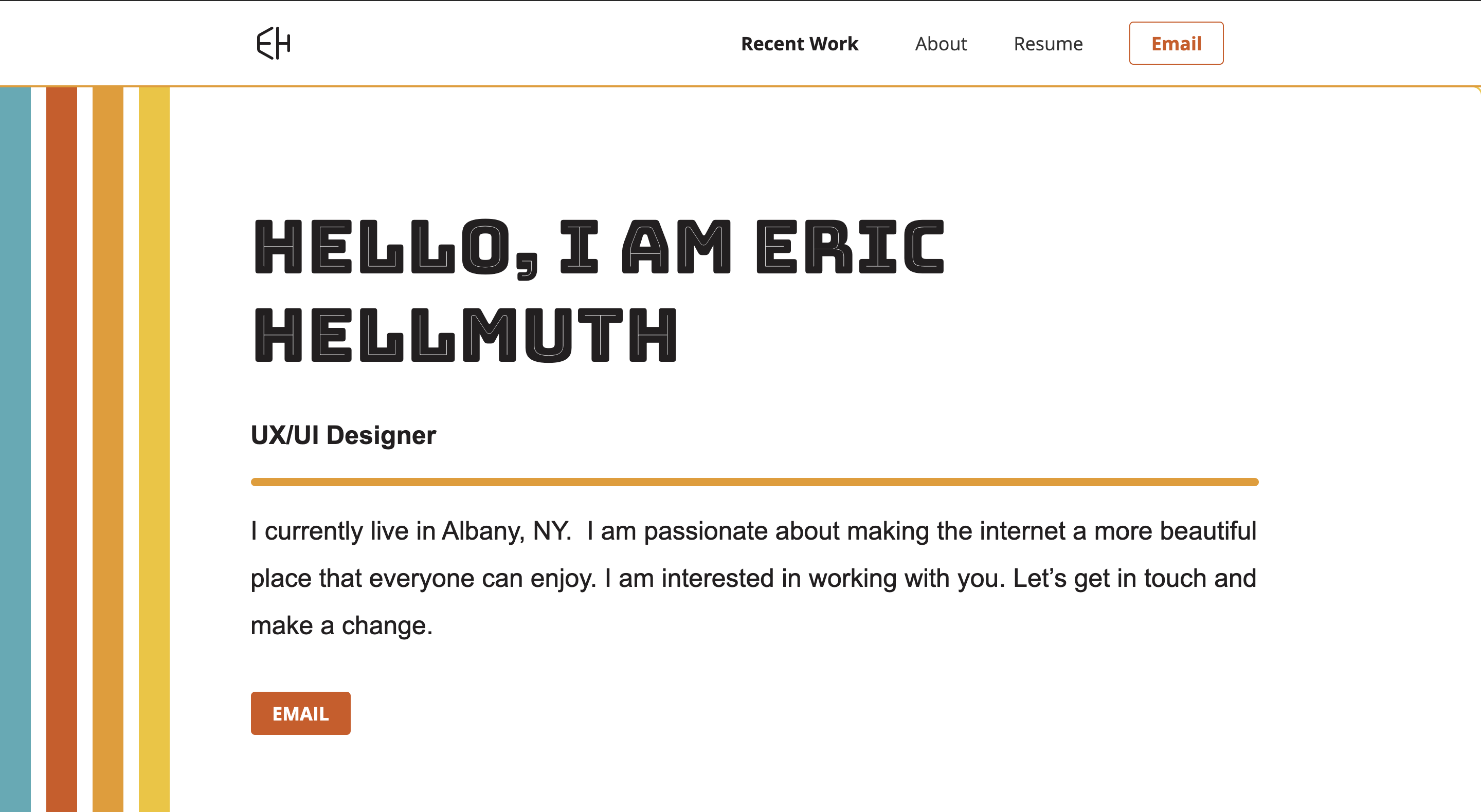 Screenshot of the current portfolio home page. Show the addition of  "Super powers" and the new color palette.
