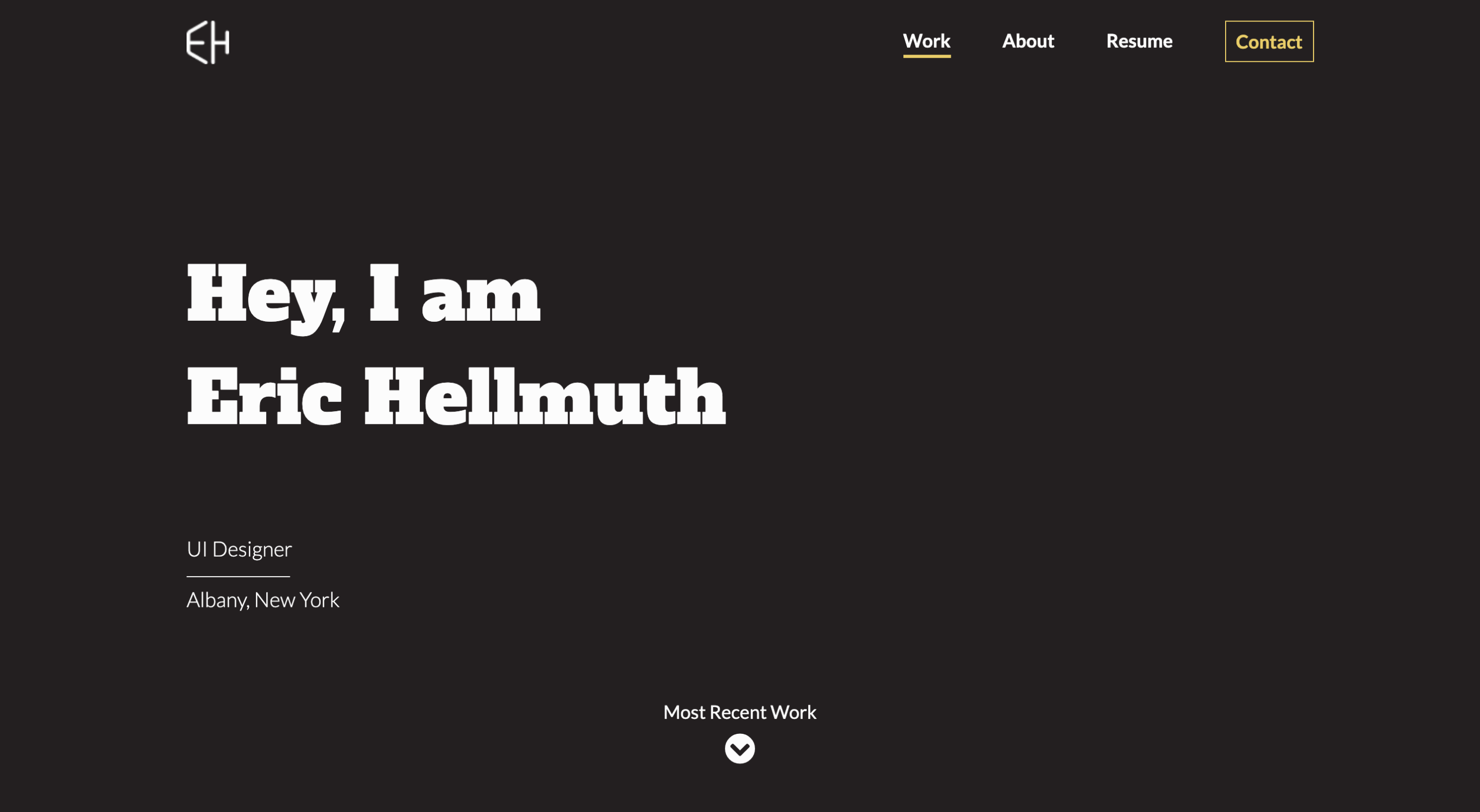 A screenshot of how the original home screen of my portfolio looked. Also shows the lack of colors in the initial version.