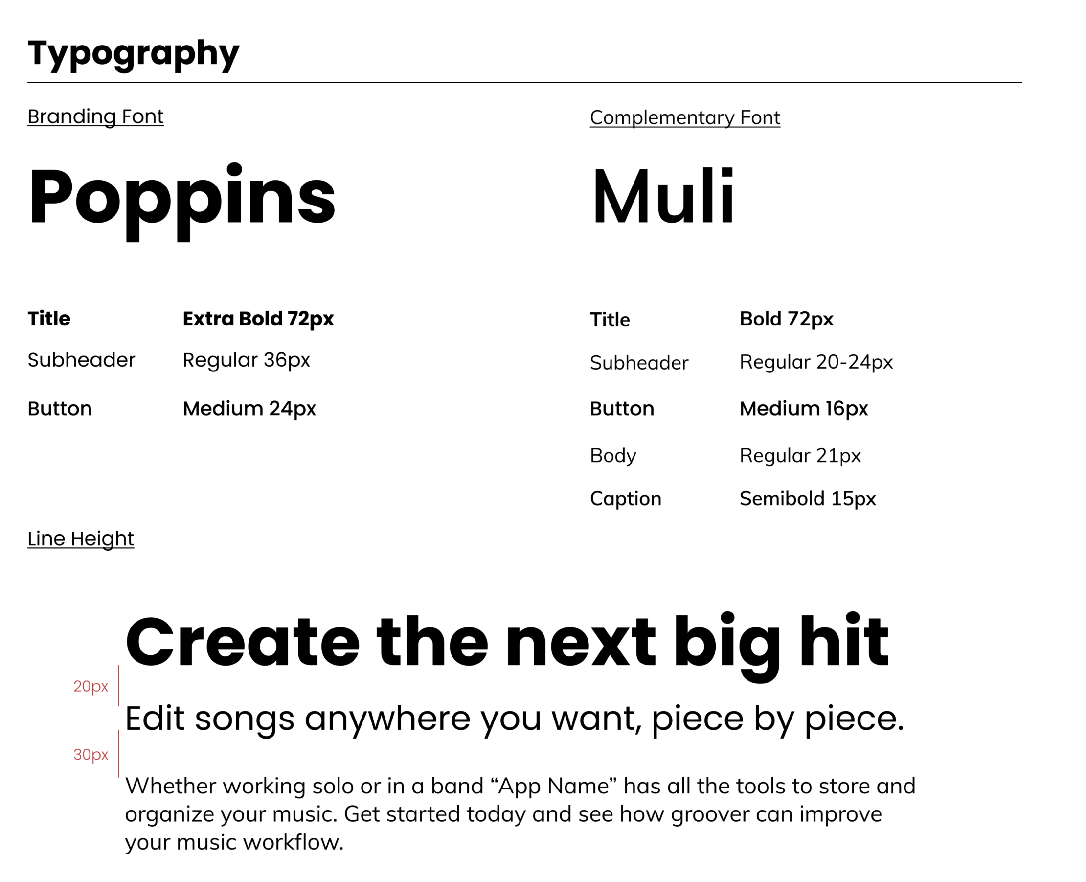 Typography image showcasing the branding and complimentary fonts being used in TuneCan.