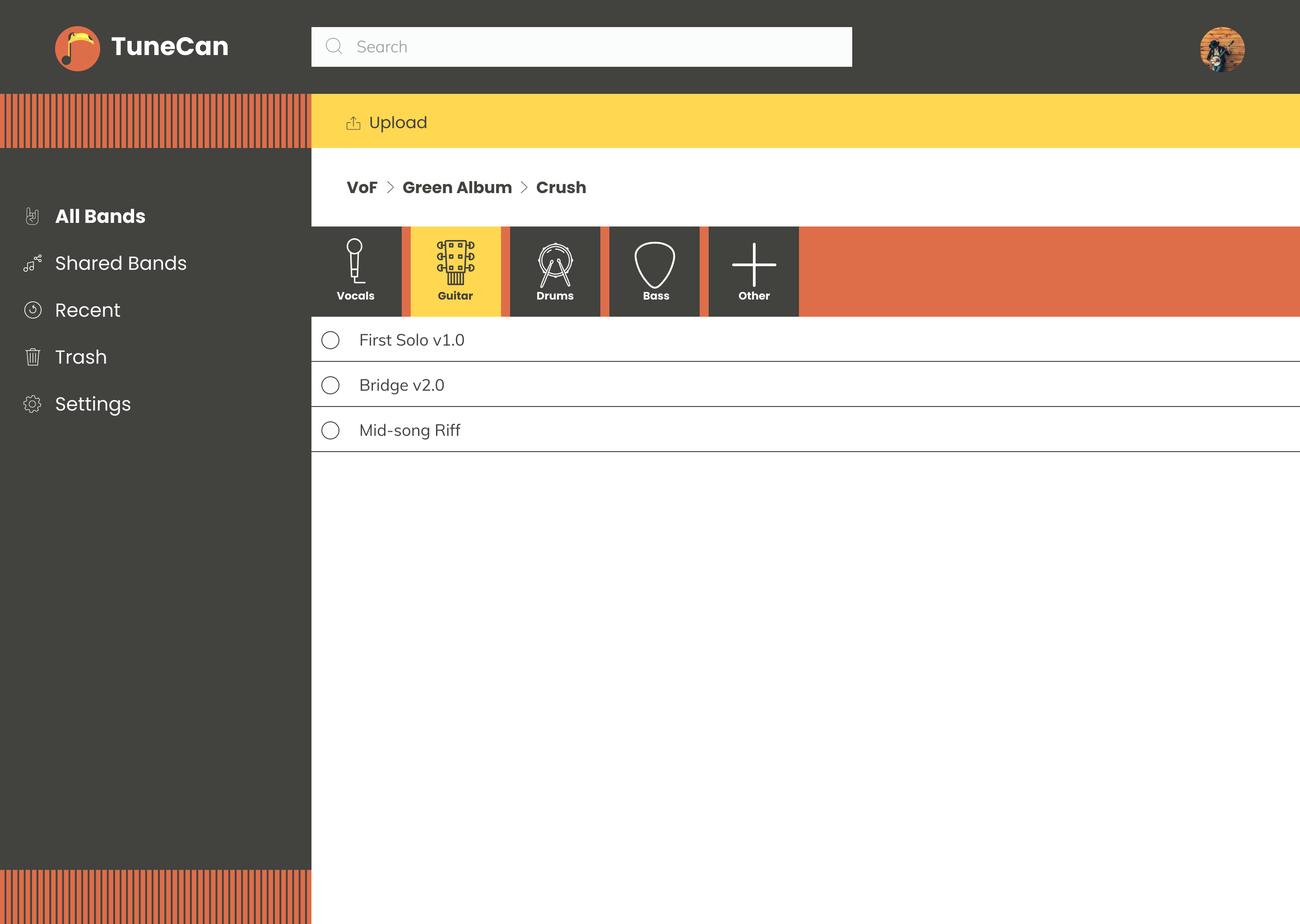 Screenshot of the final song component design screen with a "Other" option. 