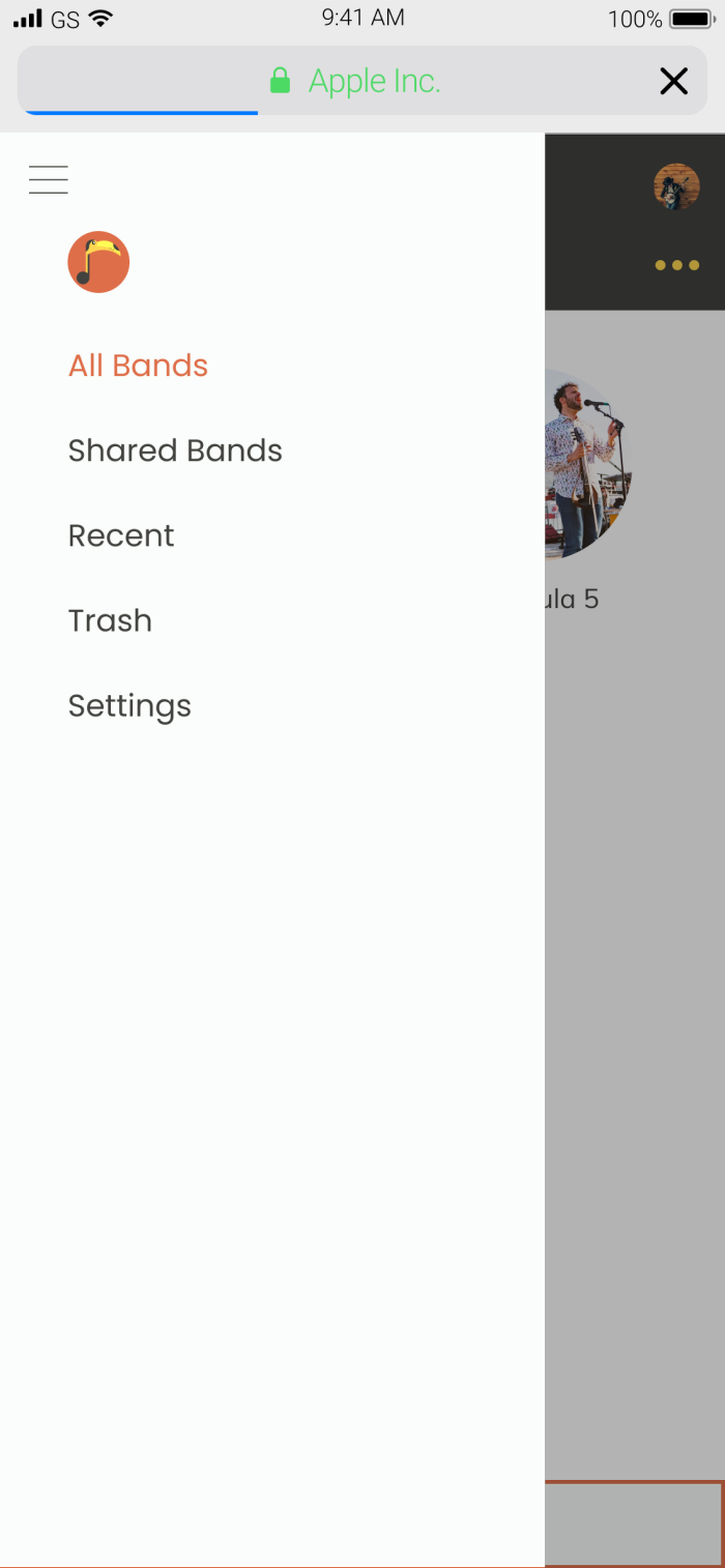 Preference test showing the mobile menu with TuneCan next to the logo.