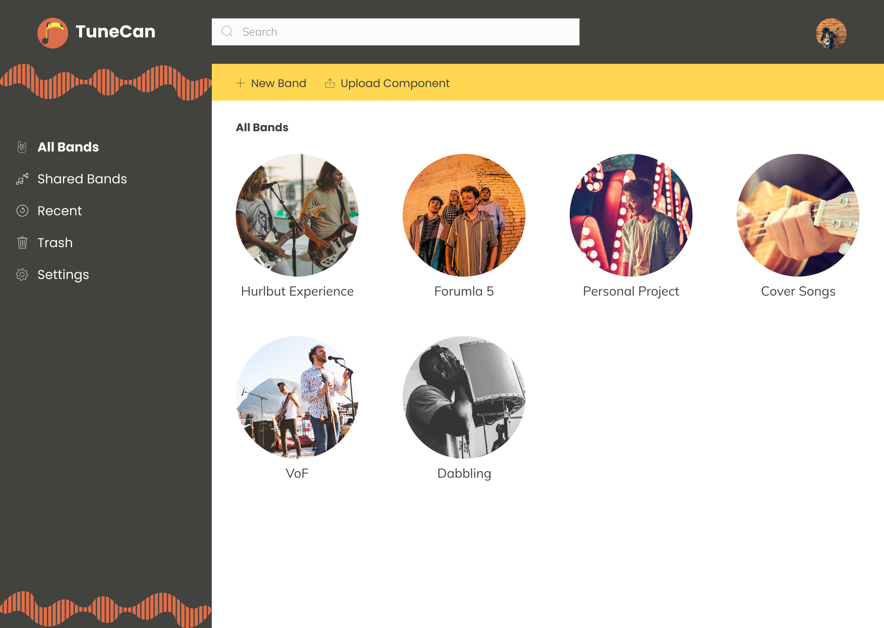 Preference test showing the dashboard with sound waves to divide content.