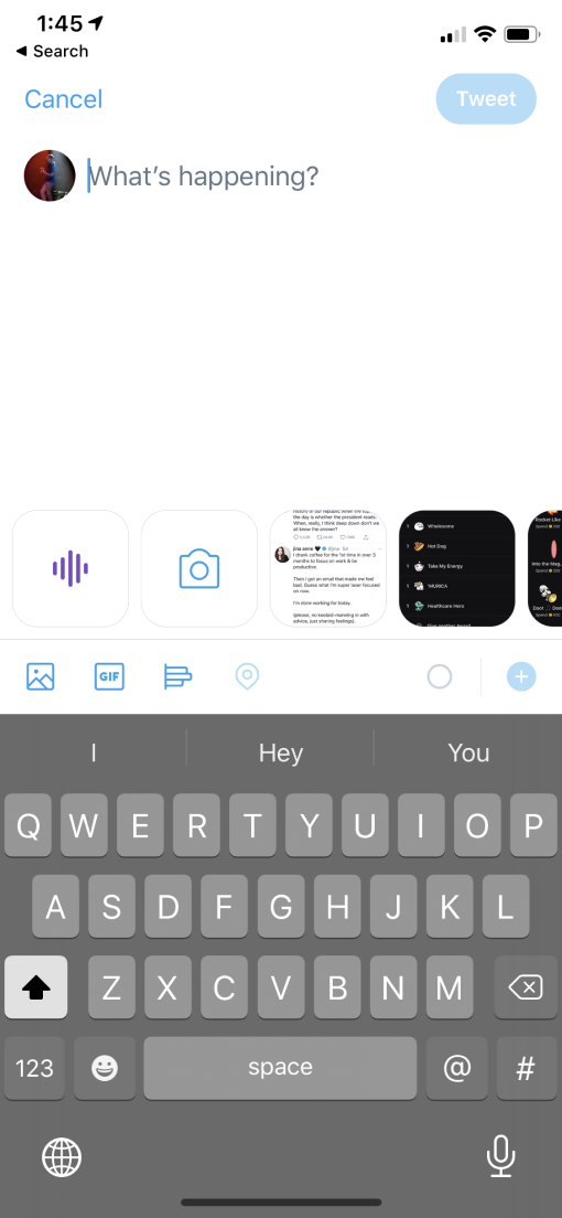 Screenshot of Twitter's tweet screen.