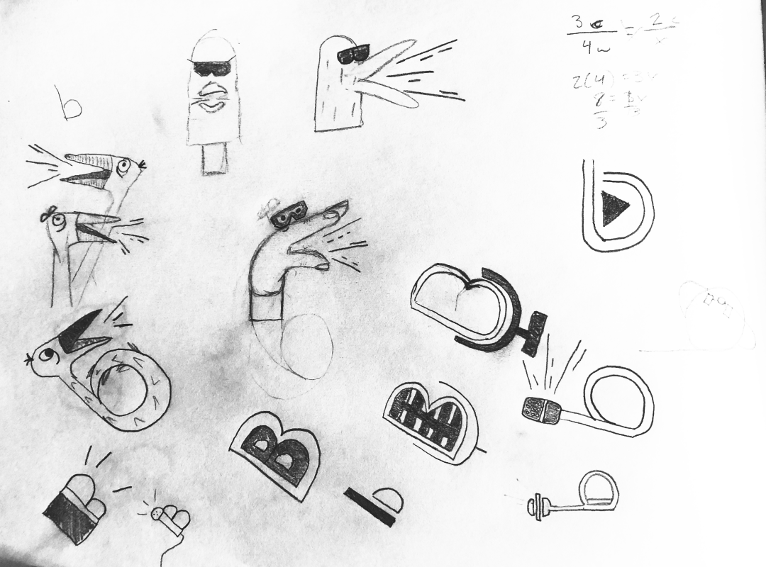 Initial sketches of the icon for Bluster.