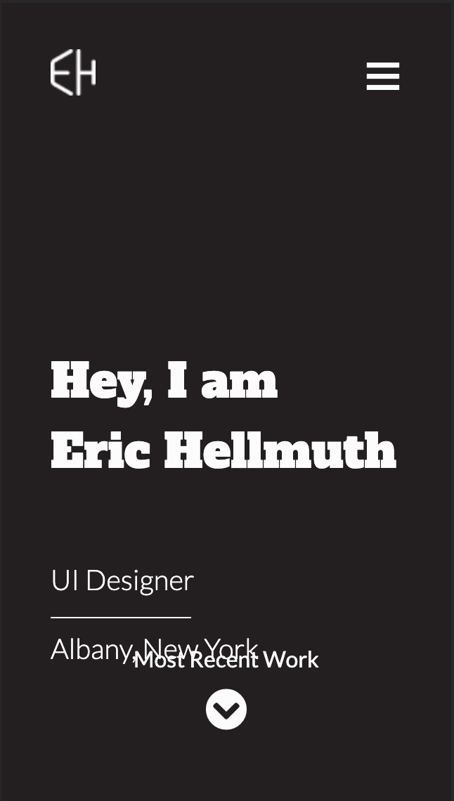 Initial portfolio with iPhone 5 resolution showing scaling issues.